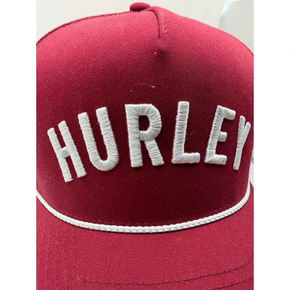 Hurley Mens Trucker Hat Maroon Red Snapback Mesh Logo Rope Cap Yupoong Classics